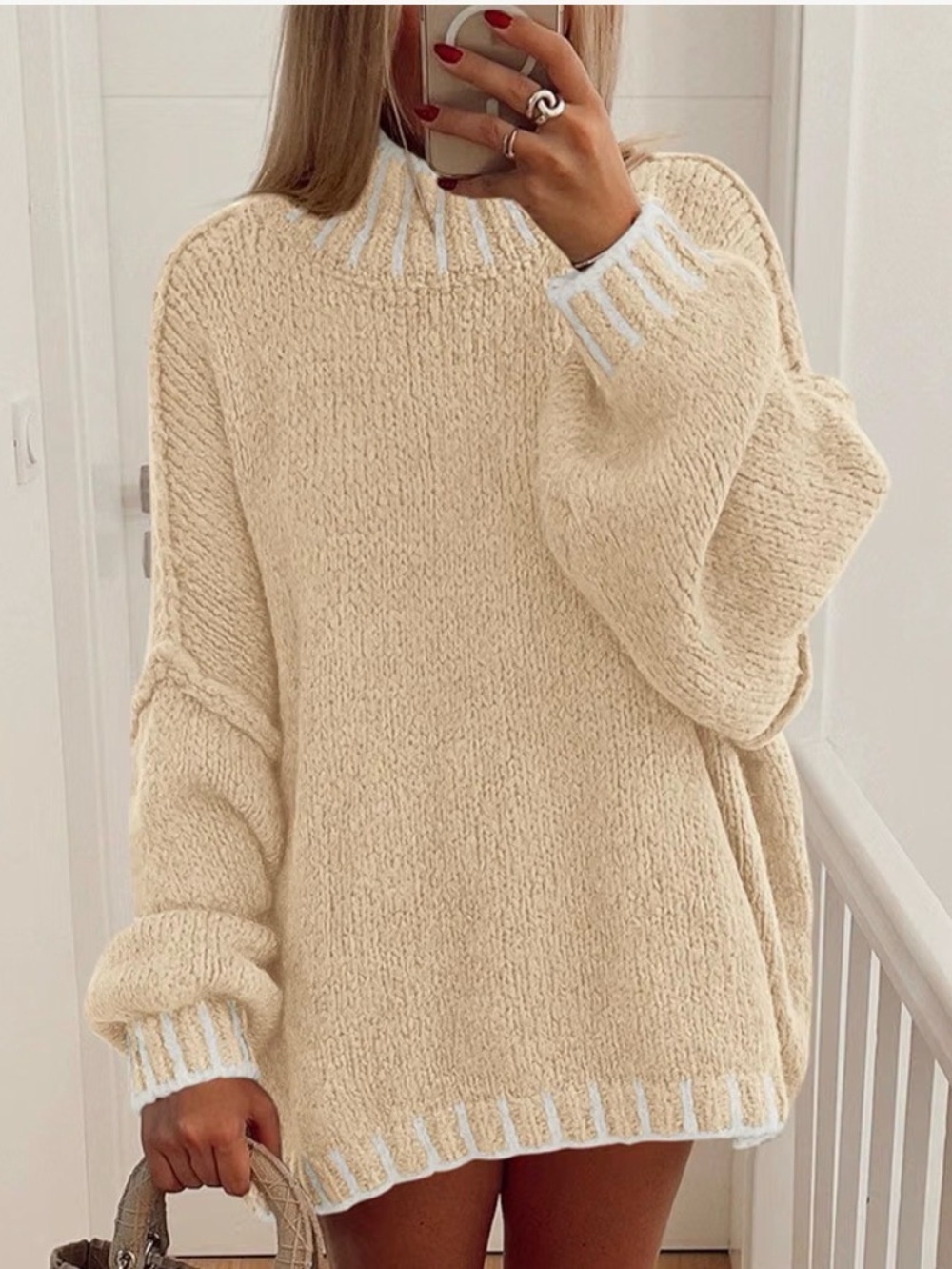 Pretty Garden Mock Neck Oversized Sweater